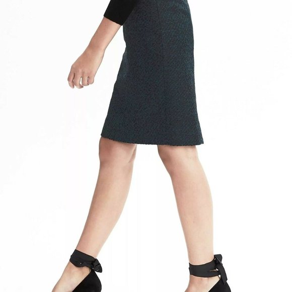 Banana Republic Womens Pieced Flannel Tweed Pencil Skirt Wool Green - Picture 6 of 6